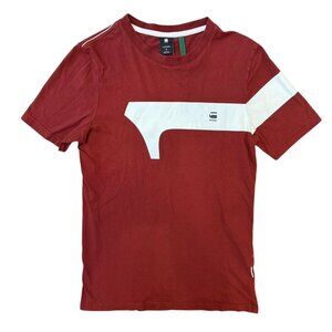 G Star Raw Shirt Mens Small Graphic 13 Slim Red Short Sleeve